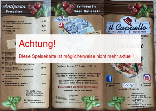 Speisekarte von Il Cappello Seite 01