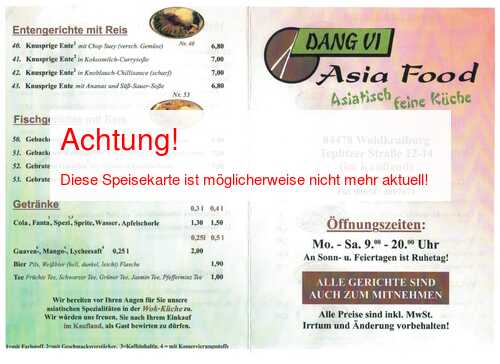 Speisekarte von Asia Food Seite 01