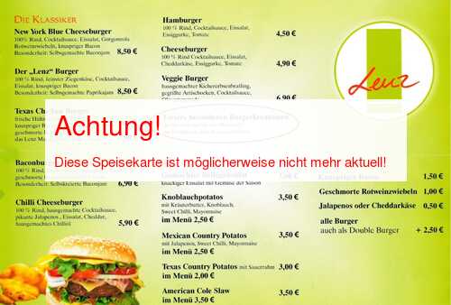 Speisekarte von Lenz Burger & more Seite 02