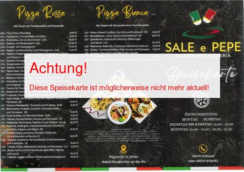 Speisekarte von SALE e PEPE Seite 01