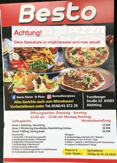 Speisekarte von Besto Seite 01