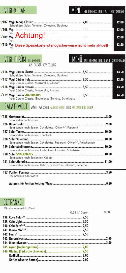 Speisekarte von Snackman's Seite 05