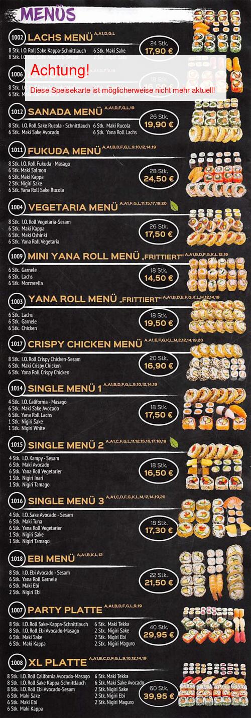 Speisekarte von Sushi Yana Seite 03