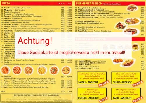 Speisekarte von Dorfimbiss Seite 02