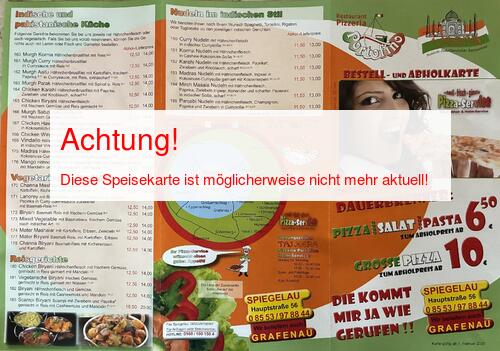 Speisekarte von Portofino Jeera Seite 01