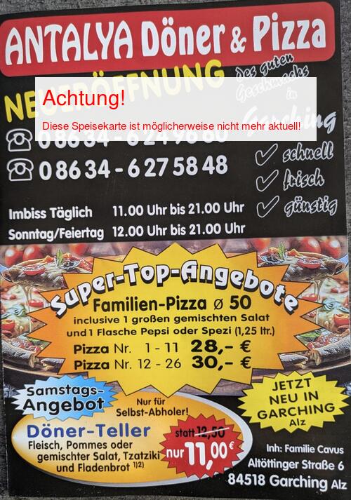 Speisekarte von Antalya Seite 01
