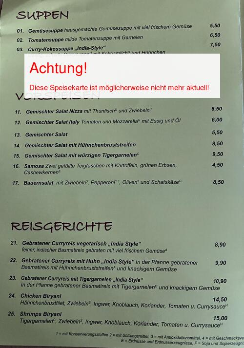 Speisekarte von curry & pasta Seite 02
