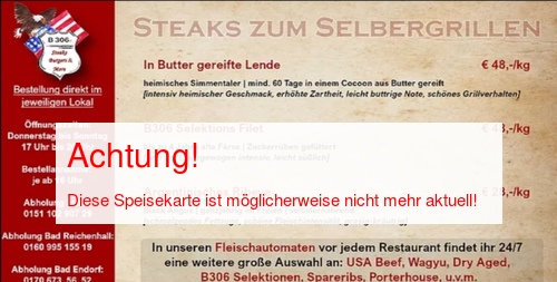 Speisekarte von B 306 Steakhouse Seite 01