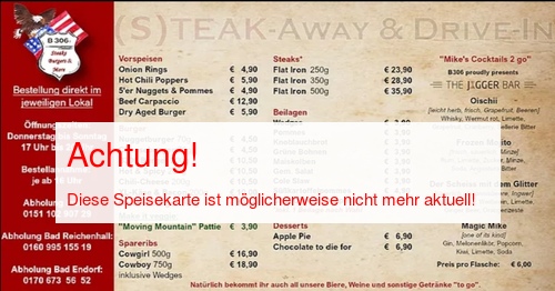 Speisekarte von B 306 Steakhouse Seite 02